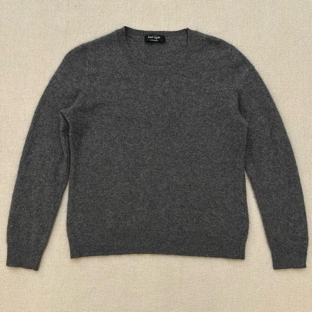 Lord & Taylor Gray Crew Neck Sweater